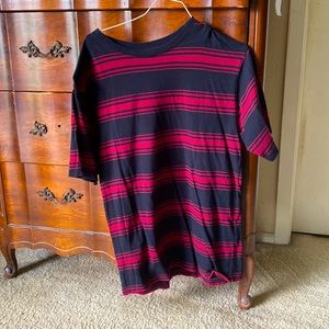 Faded glory black and red striped shirt